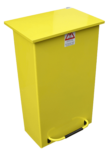 Standard Fire Retardant Pedal Bin - Yellow  - Large 90L - SLOW CLOSE