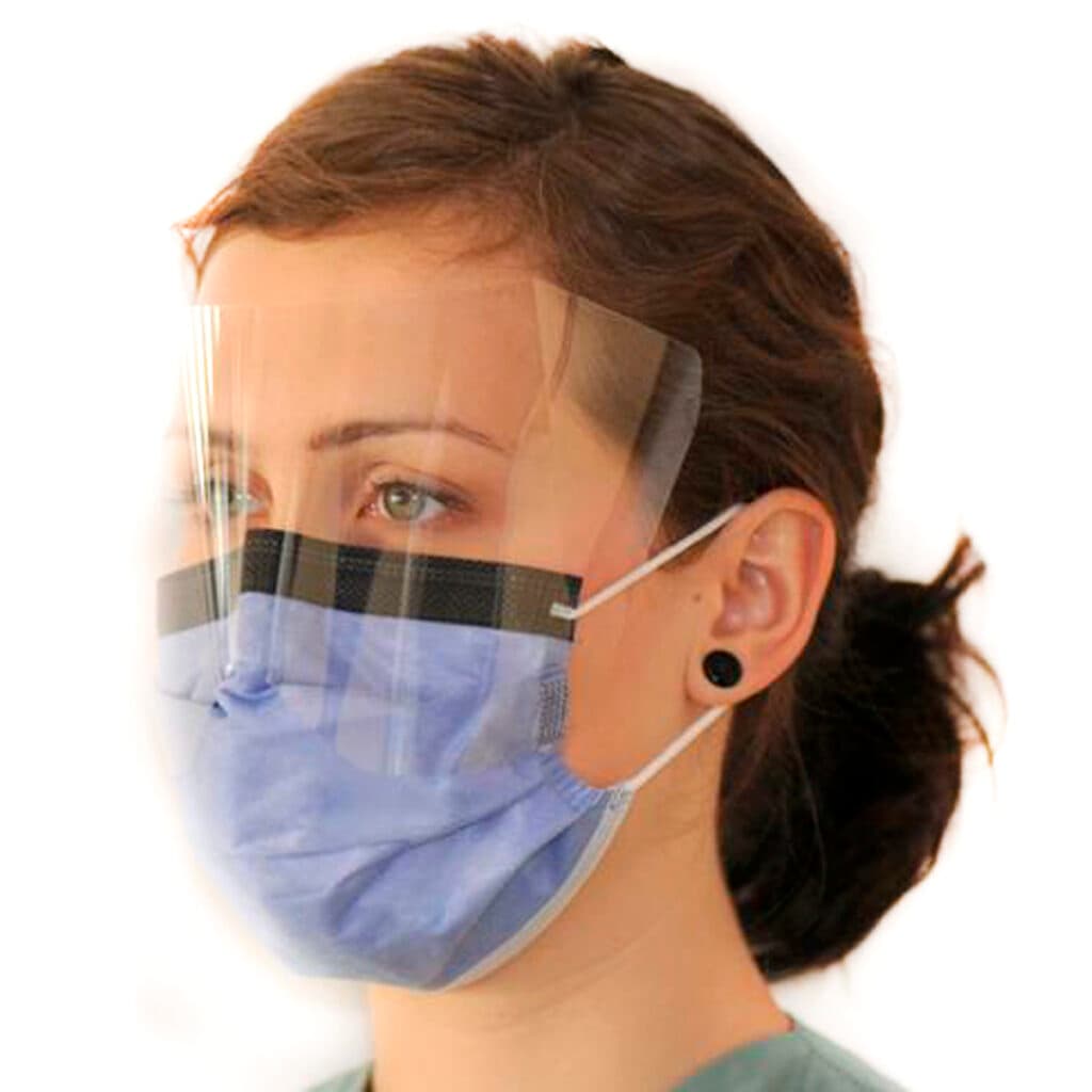 Surgical Procedure Mask, Anti-Fog Foam, Anti-Glare Strip & Visor - Dark Blue (4 x 25)