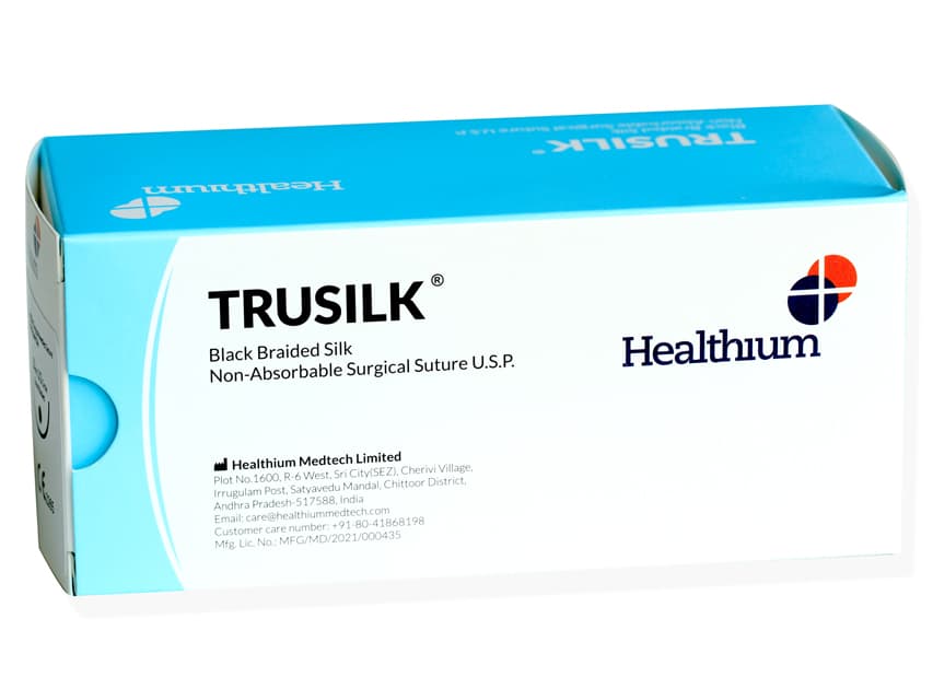 TRUSILK Non Absorbable Surgical Suture - Black Braided Silk (12)