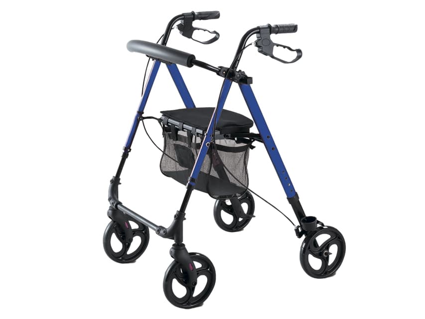 Lightweight Foldable Blue Rollator with Seat