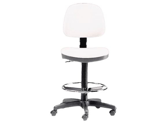 STOOL with backrest and ring - white