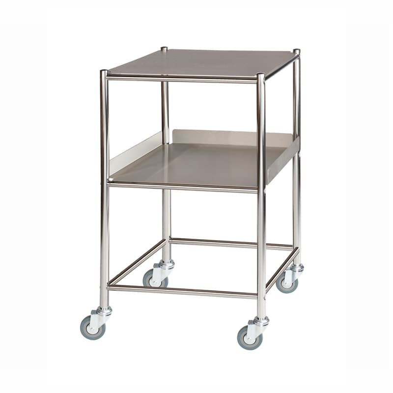 Surgical Dressing Trolley – 1 Stainless Steel Shelf & 1 Tray - Small W46cm