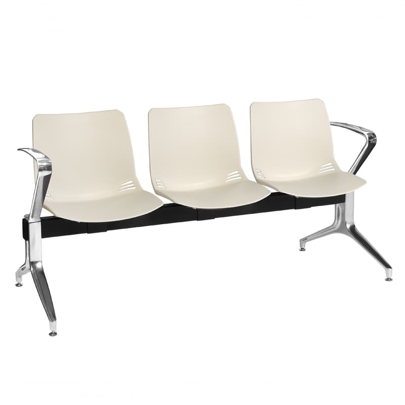 Neptune Visitor 3 Seat Module, 2 Chrome Arms - Ivory