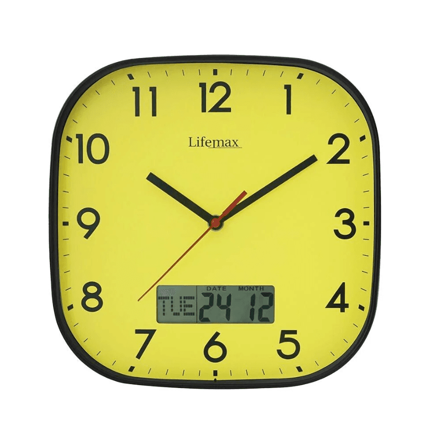 Clear Time Day Date Wall Clock
