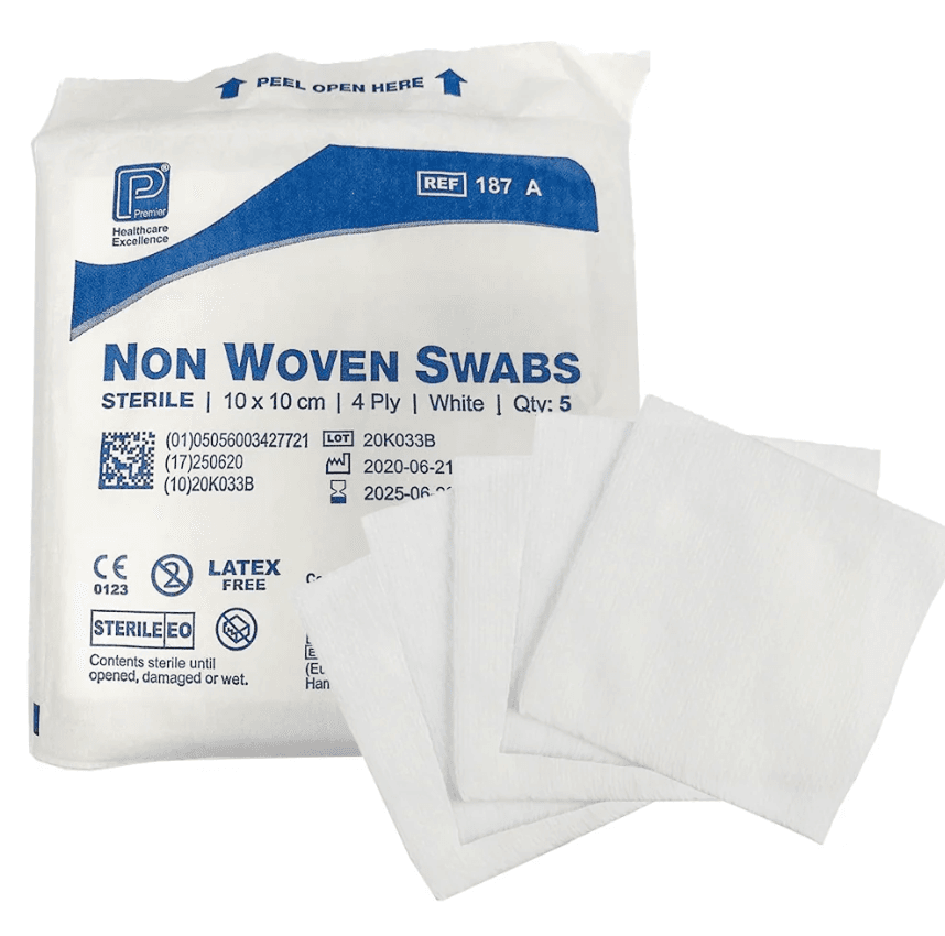 Premier STERILE Non Woven Swabs 10 x 10cm 4ply (40 x (5))