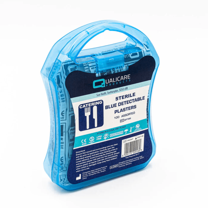 Blue Detectable Plasters Assorted in Plastic Carry Pack (100)