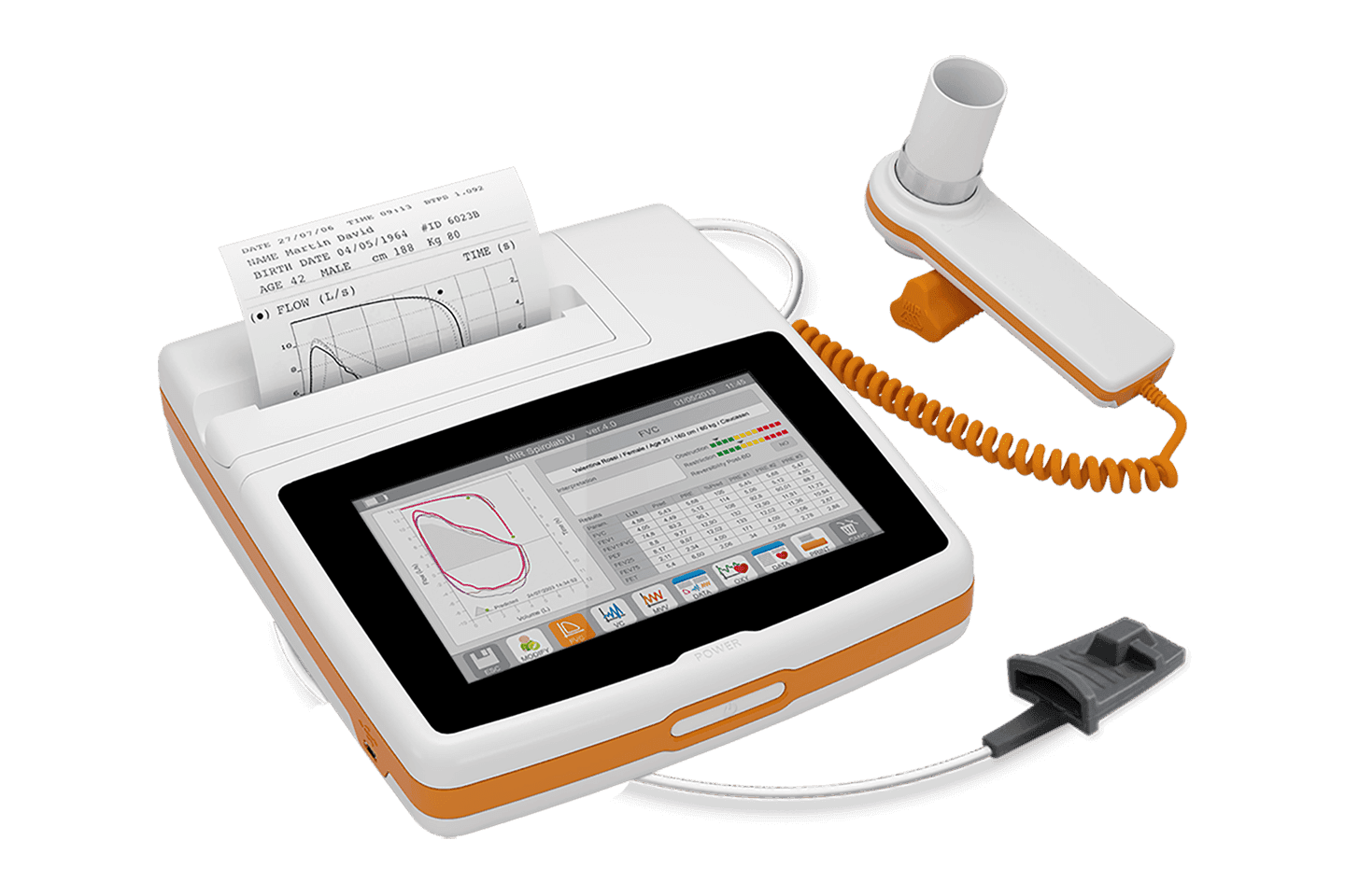 SPIROLAB Spirometer with 7" touchscreen, Printer, Software and Oximeter