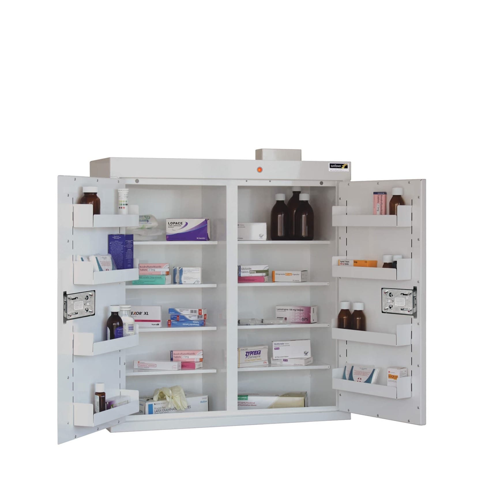 Medicine Cabinet - 8 Shelves & 8 Door Trays, 2 Doors