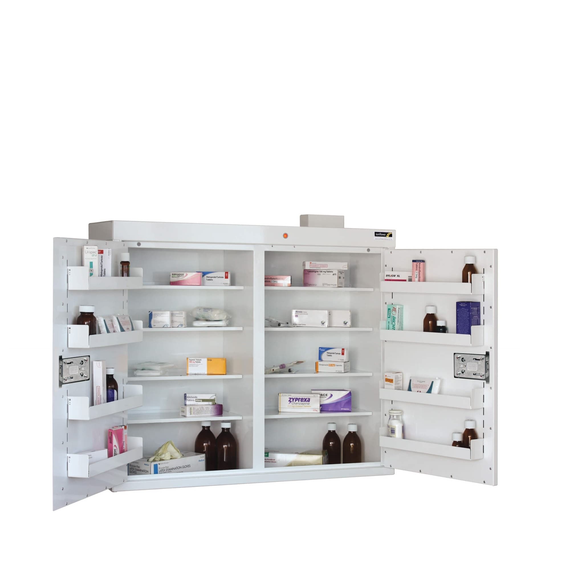Medicine Cabinet - 8 Shelves & 8 Door Trays, 2 Doors