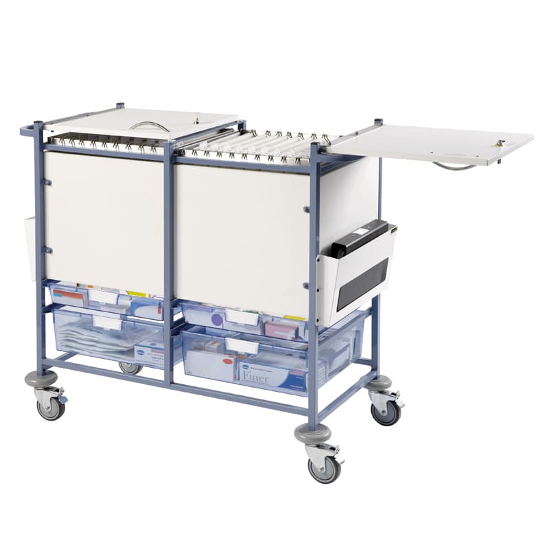 Medical Notes Trolley - Enclosed Sides with Hinged Top and 2 Digital Combination Locks  (Large)