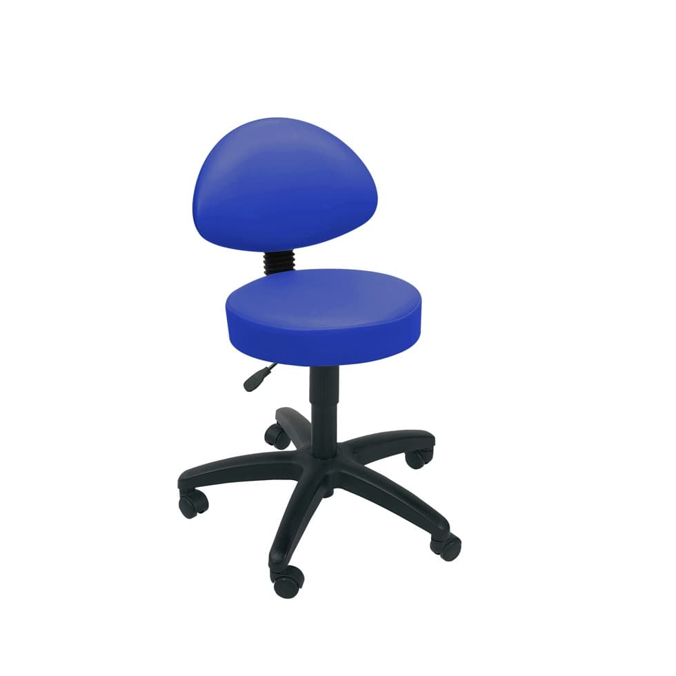 Examination Stool - With Backrest & Castors - Mid Blue