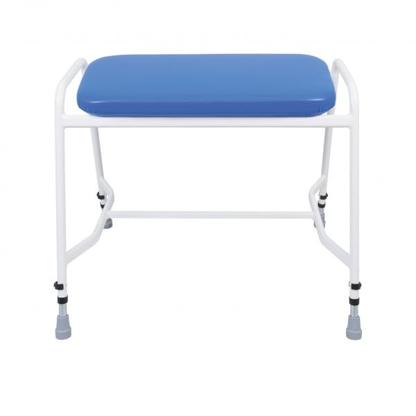 Bariatric Perching / Shower Stool - Steel Arms - Vinyl Upholstery