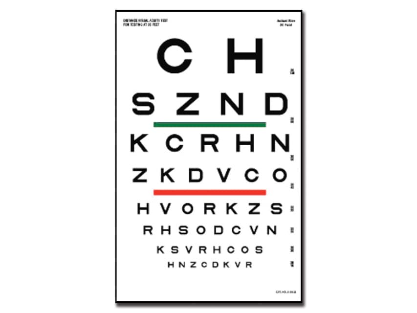 Sloan Optometric Chart 23 x 35.5cm - 6 m