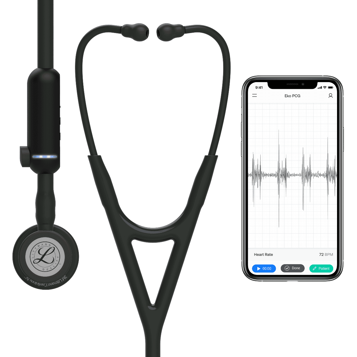Littmann CORE Digital Stethoscope - Black Chestpiece, Tube, Stem and Headset