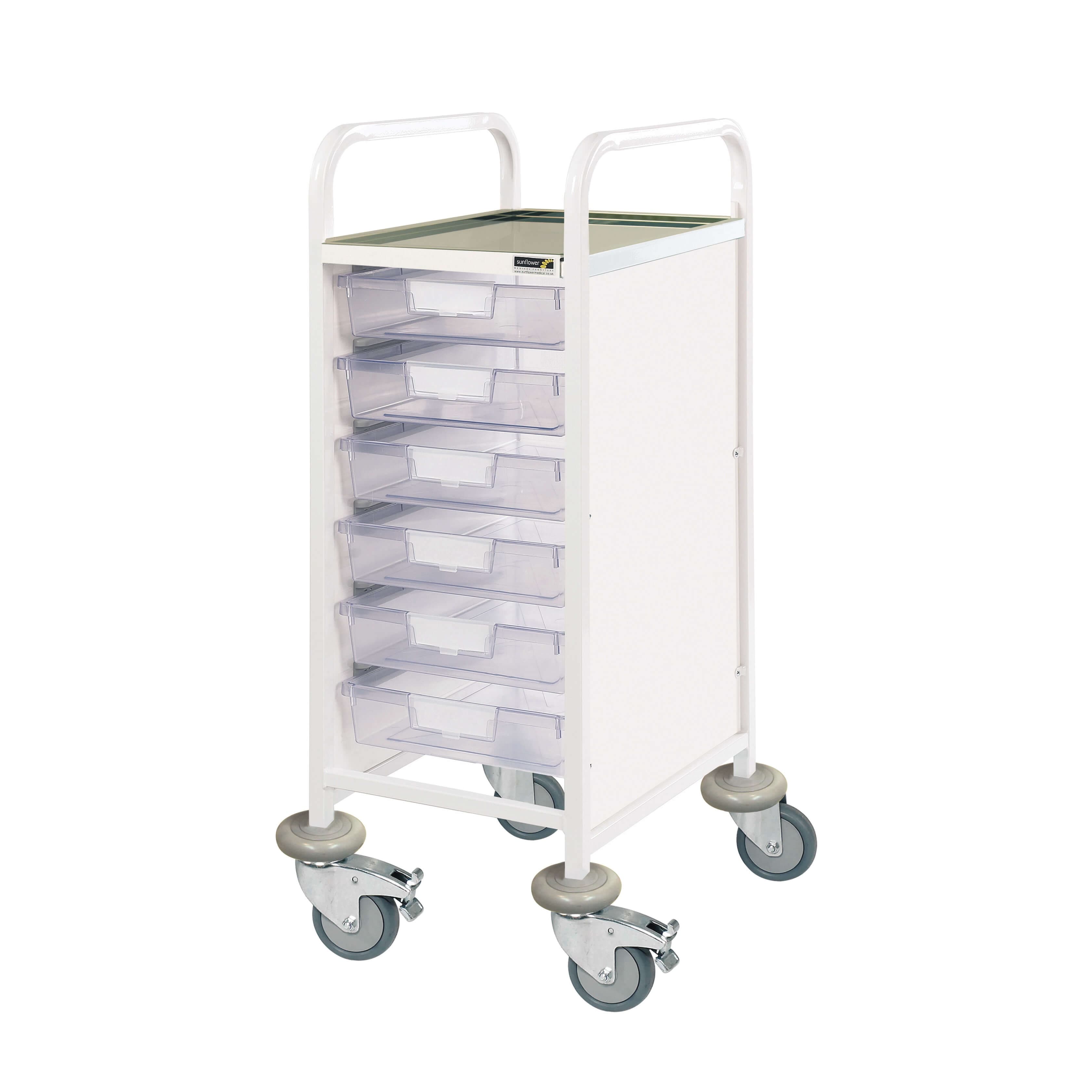 VISTA 30 Clinical Trolley, 6 Single Trays - Clear