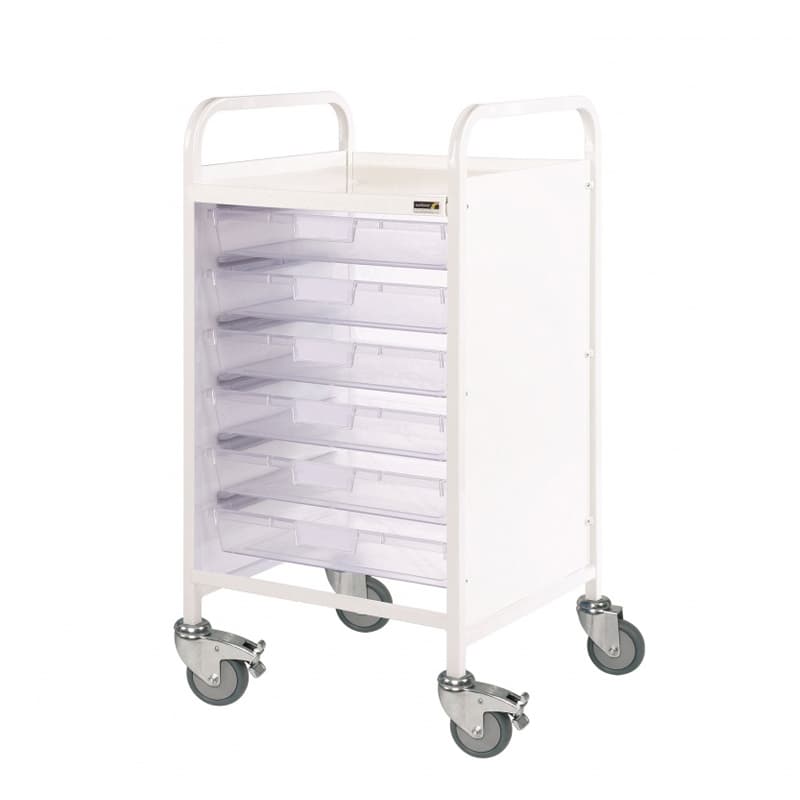 VISTA 50 Trolley - 4 Single and 1 Double Depth Tray - Clear