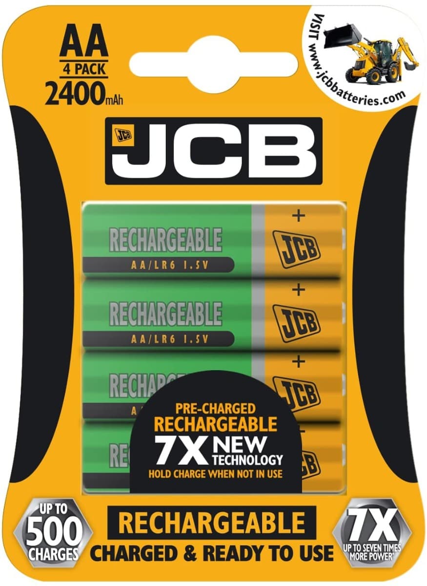 1.2V AA JCB Rechargeable Batteries 2400mAh (4)