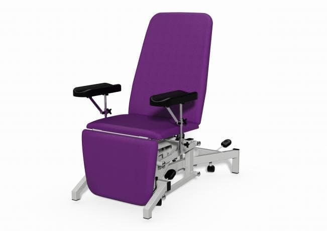 Phlebotomy Chair (Electric, 90 Degree Vertical Leg Drop with Phlebotomy Arms) - Grape