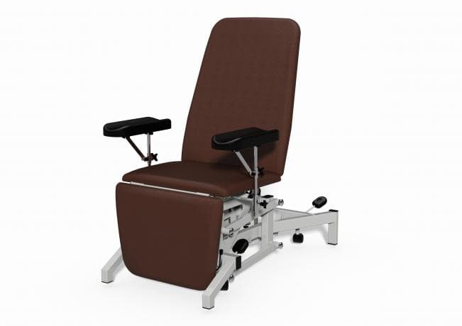 Phlebotomy Chair (Electric, 90 Degree Vertical Leg Drop with Phlebotomy Arms) - Cocoa