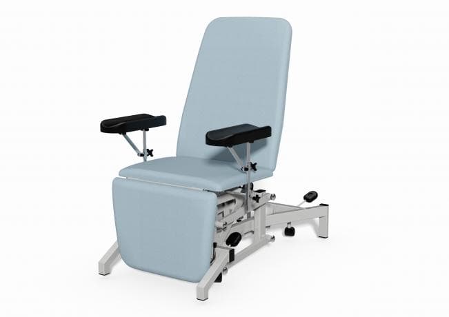 Phlebotomy Chair (Electric, 90 Degree Vertical Leg Drop with Phlebotomy Arms) - Battleship