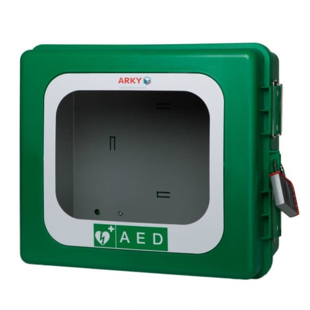 Arky Green Metal Outdoor Defib Cabinet with Alarm