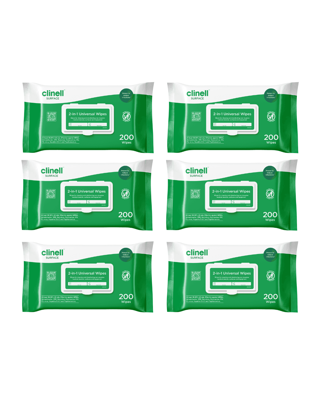CASE Clinell Universal Alcohol Free Sanitise Wipes (200 x 6)
