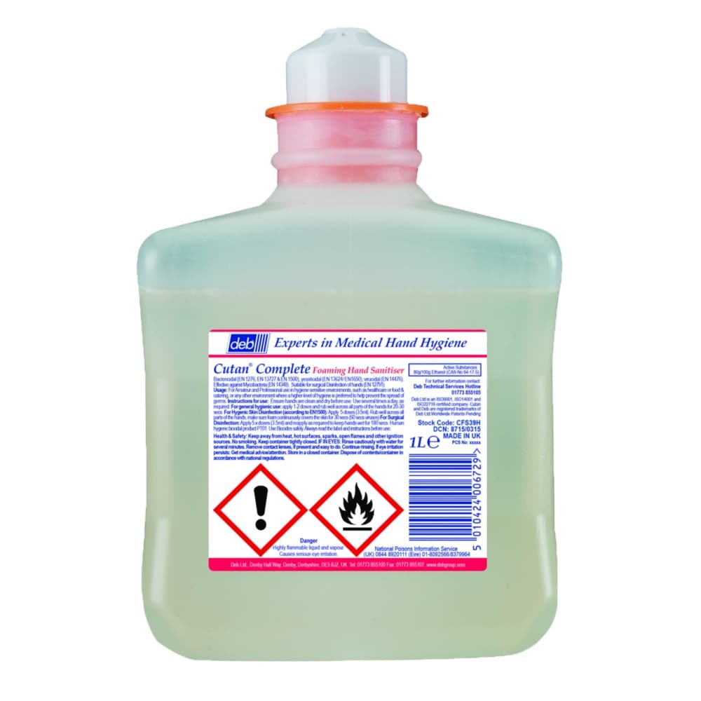 Deb Cutan Foam Hand Sanitiser Refill (6 x 1 Litre)