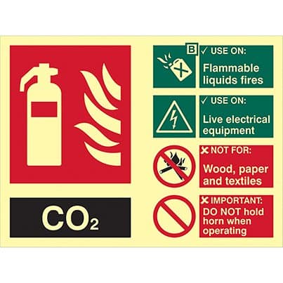 Fire Extinguisher Sign Photoluminescent - CO2