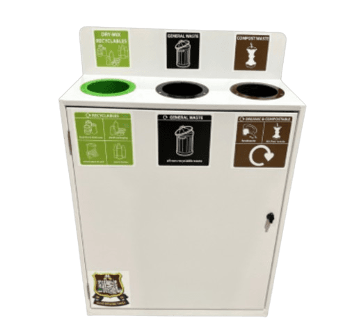 3 Way Slimline Recycle Station - 50 Litre with Standard Labels and Logo
