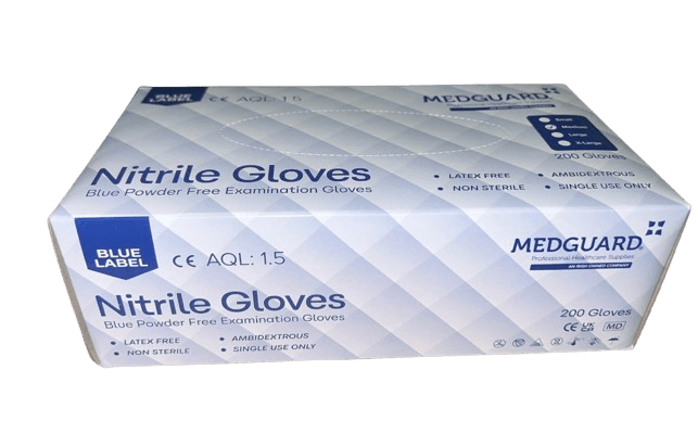 CASE Blue Label MG Nitrile Gloves PF Light Blue X Large (10 x 200)