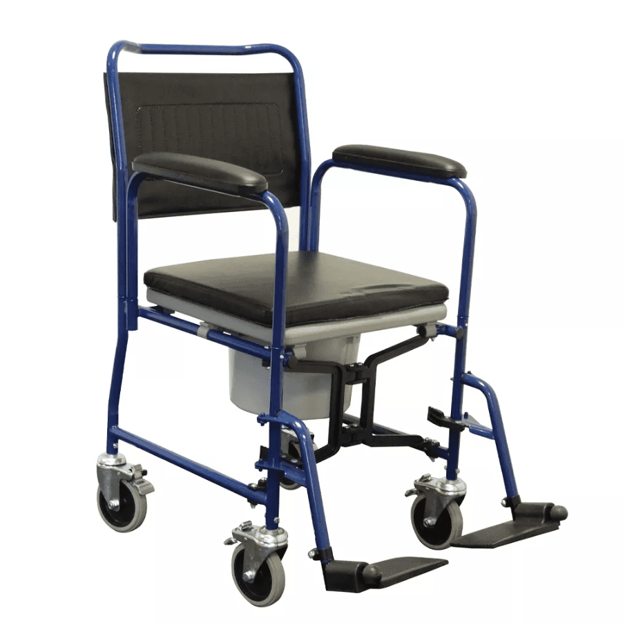 Wheeled Mobile Days Commode Chair with Round Bowl and 2 Castors