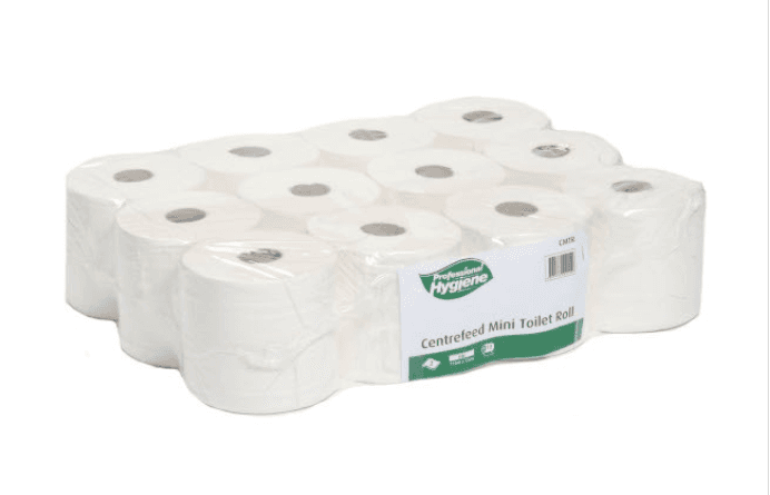 White 2 Ply Mini Centrefeed Toilet Rolls (12)