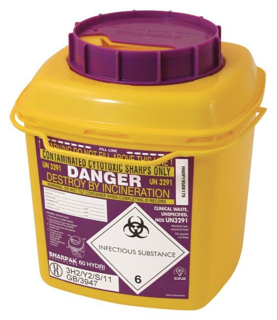 Sharpak Compact Purple Lid Cytotoxic Container - 6L