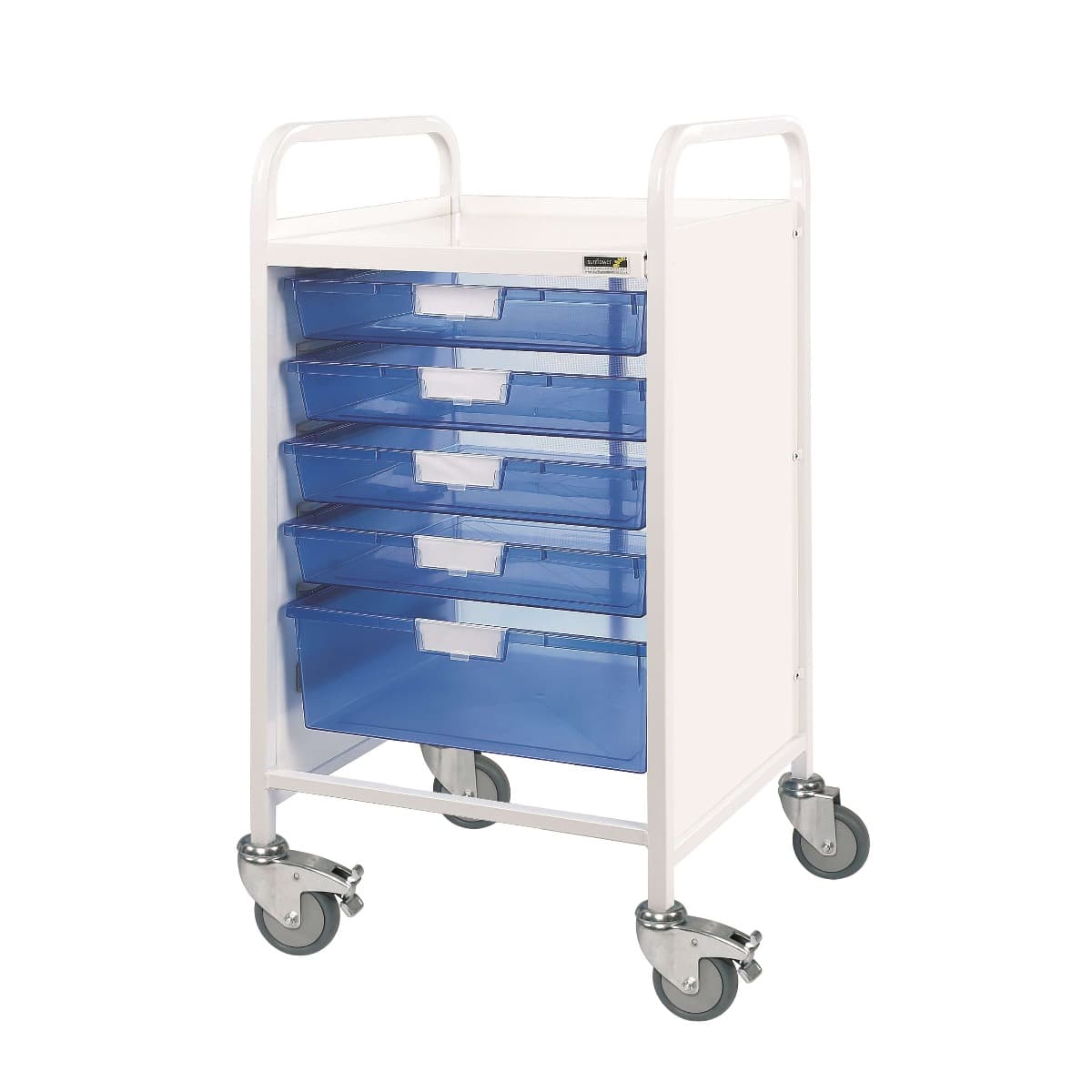 VISTA 50 Trolley - 4 Single and 1 Double Depth Tray - Blue