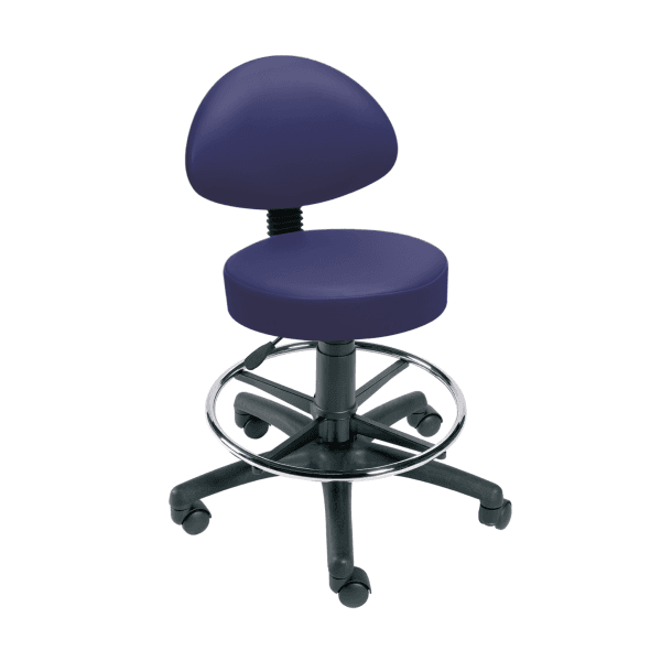 Examination Stool: Gas-Lift with Back Rest - Bluebell